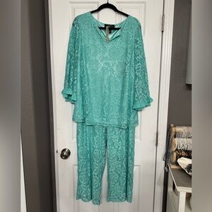NWOT Midnight Velvet Turquoise Lace Ensemble XL
